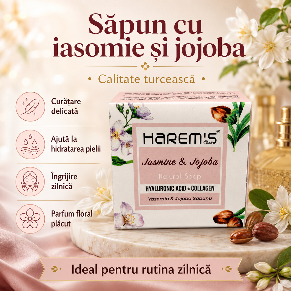 Săpun solid Harems cu iasomie și jojoba, destinat curățării pielii, 120 g