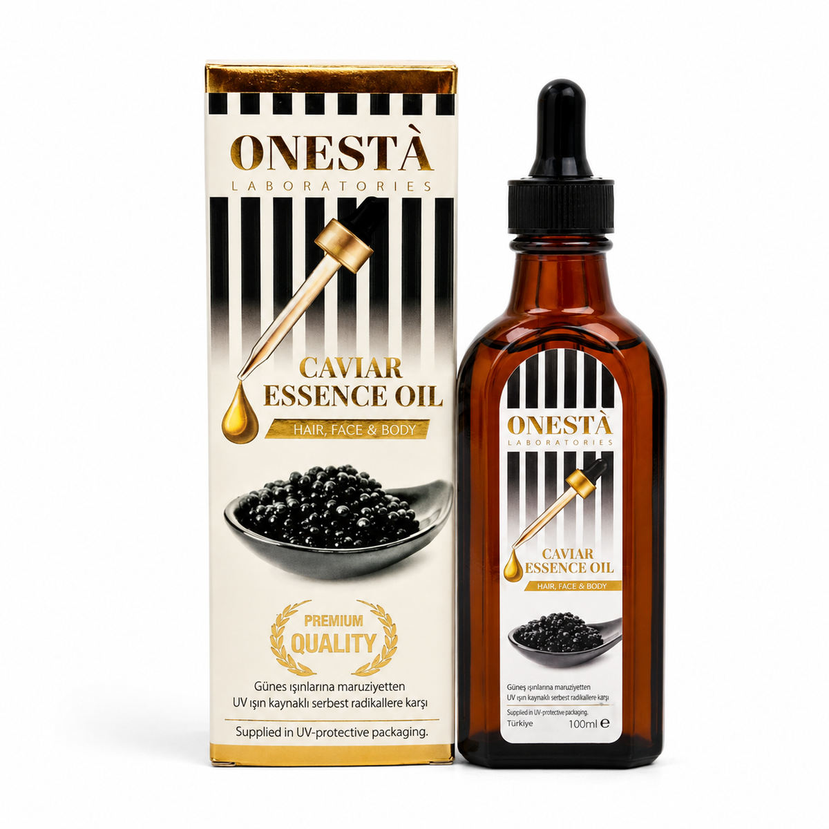 Ulei cosmetic de îngrijire a pielii Ilmira cu caviar negru, flacon din sticlă, destinat îngrijirii pielii, 100 ml