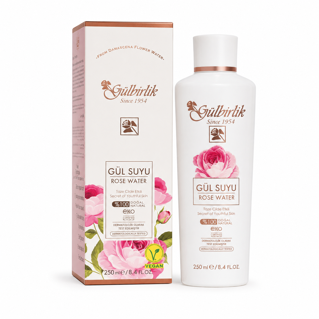 Apă de trandafiri Rosense (Gülbirlik), destinată tonifierii și împrospătării pielii, 250 ml