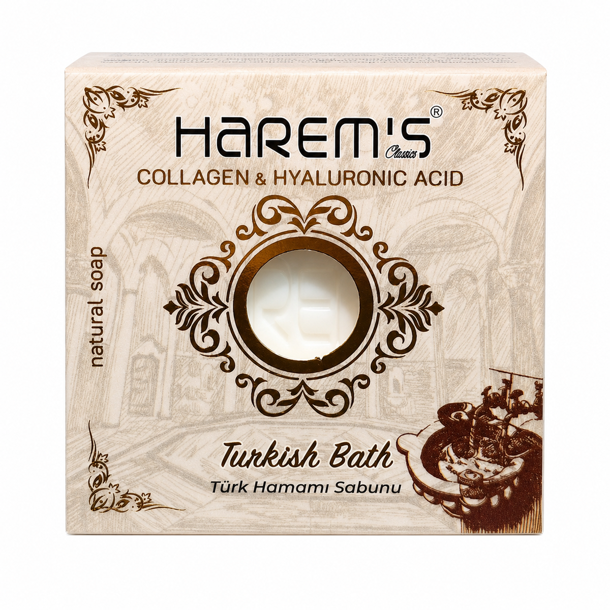 Săpun solid Harems din Turcia, baie turcească cu ulei de măsline, 120 g, curățare naturală a pielii