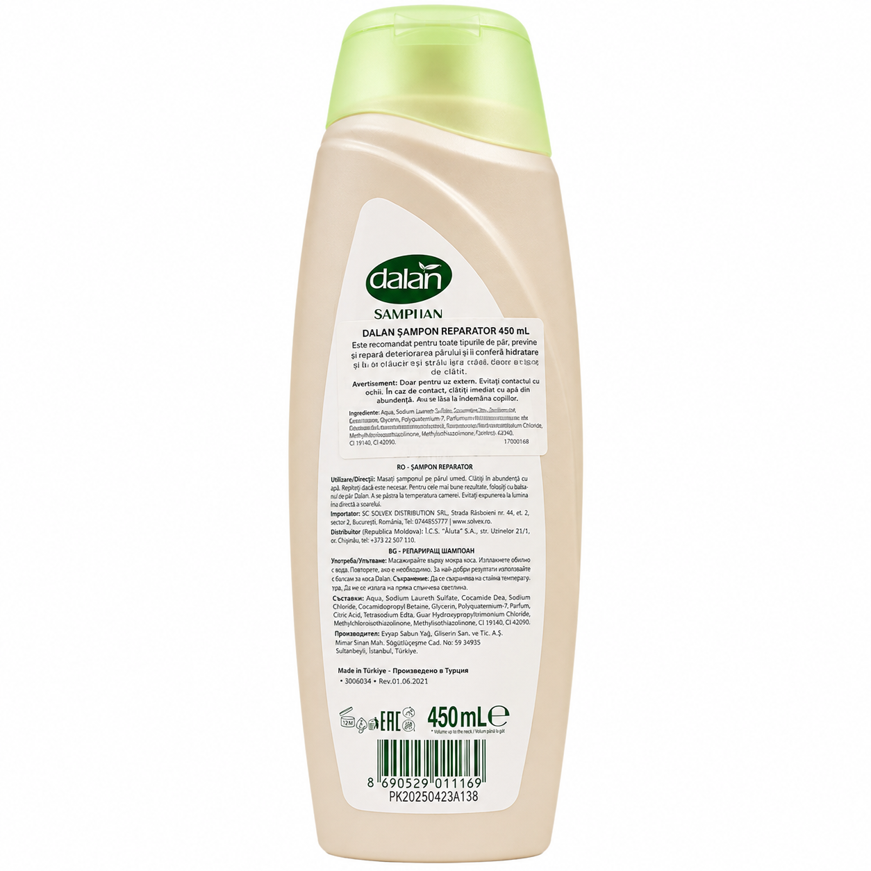 Șampon Dalan, reparator, destinat curățării și îngrijirii părului, 450 ml