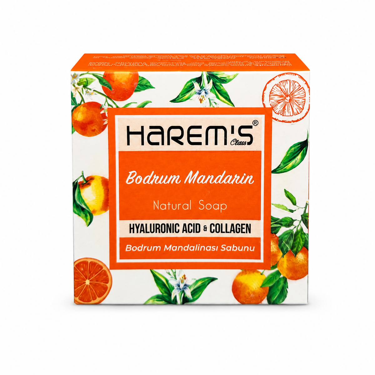 Săpun solid Harems cu mandarină de Bodrum, săpun natural revigorant, 120 g, cu ulei esențial de mandarine, produs în Turcia
