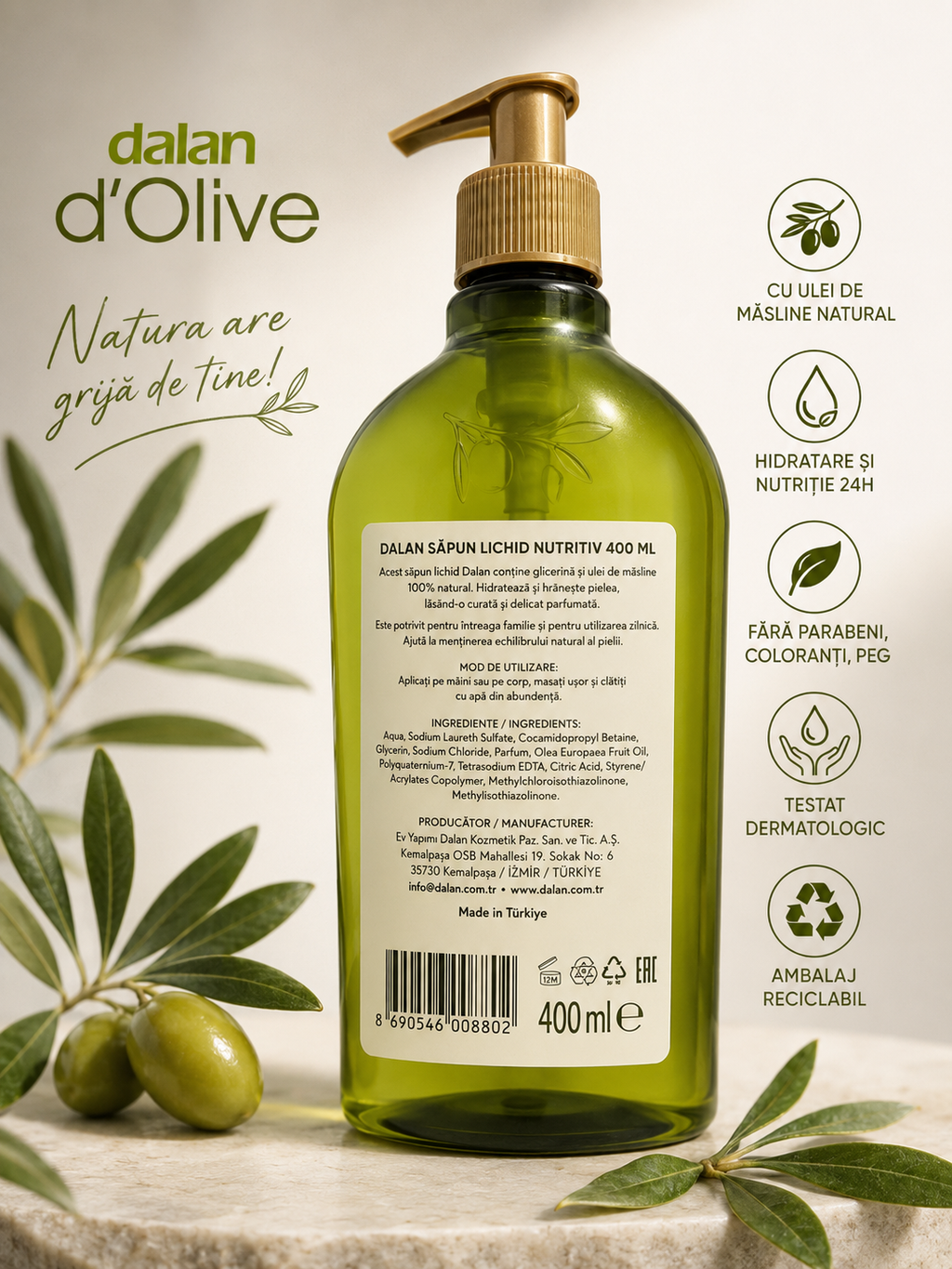 Săpun lichid nutritiv Dalan, destinat curățării pielii, 400 ml