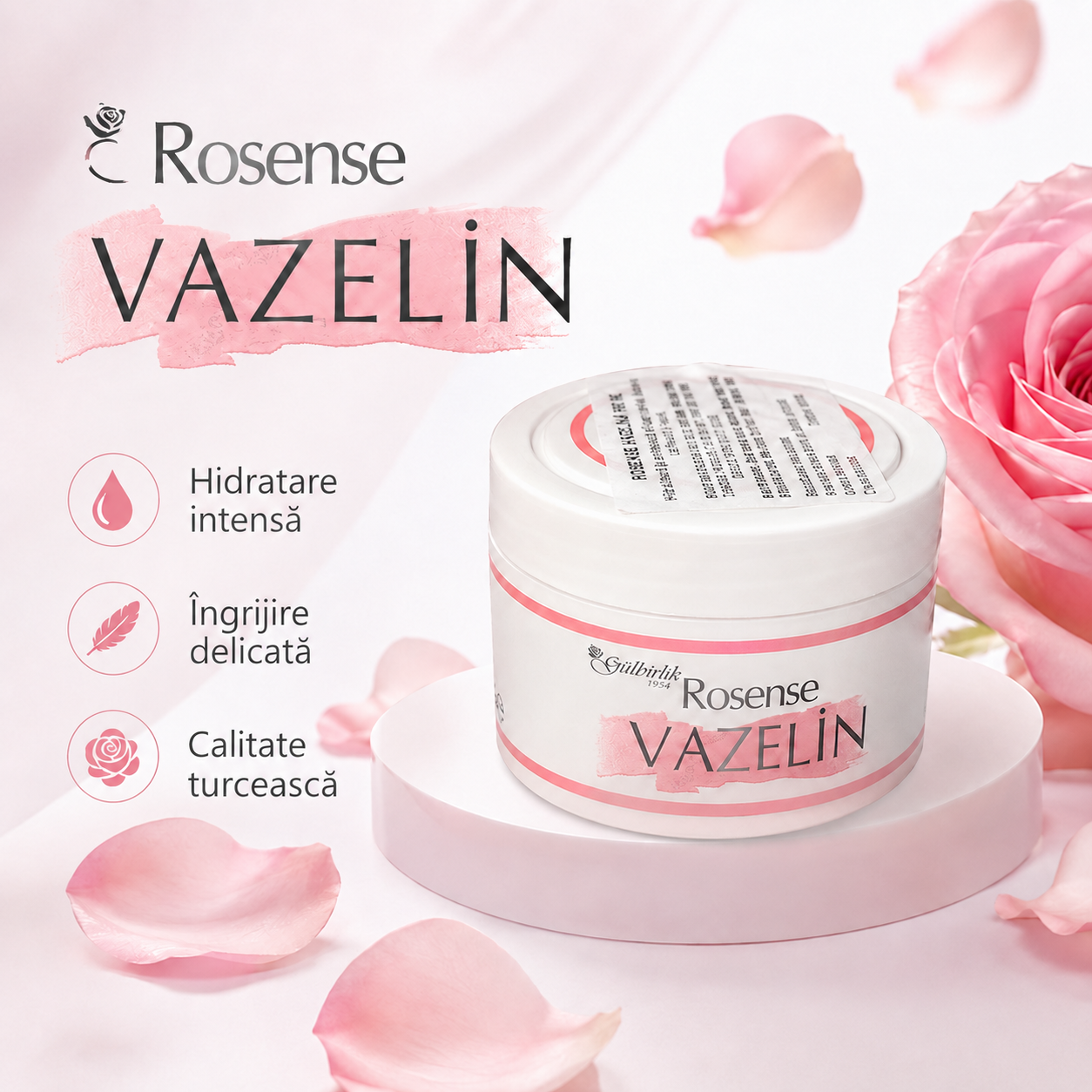 Vaselină cosmetică Rosense, destinată îngrijirii și protejării pielii, 100 ml