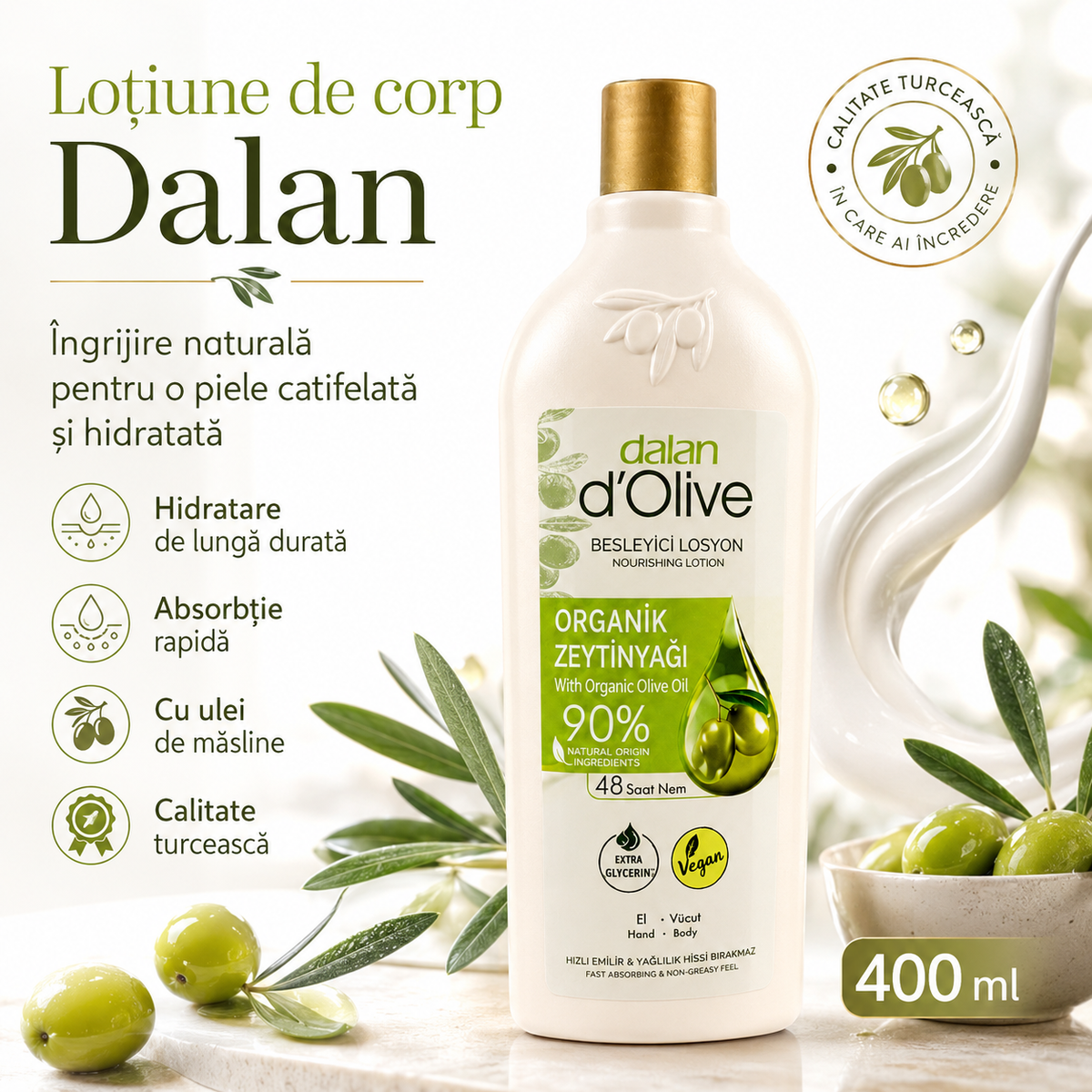 Loțiune de corp Dalan, destinată îngrijirii pielii corpului, 400 ml