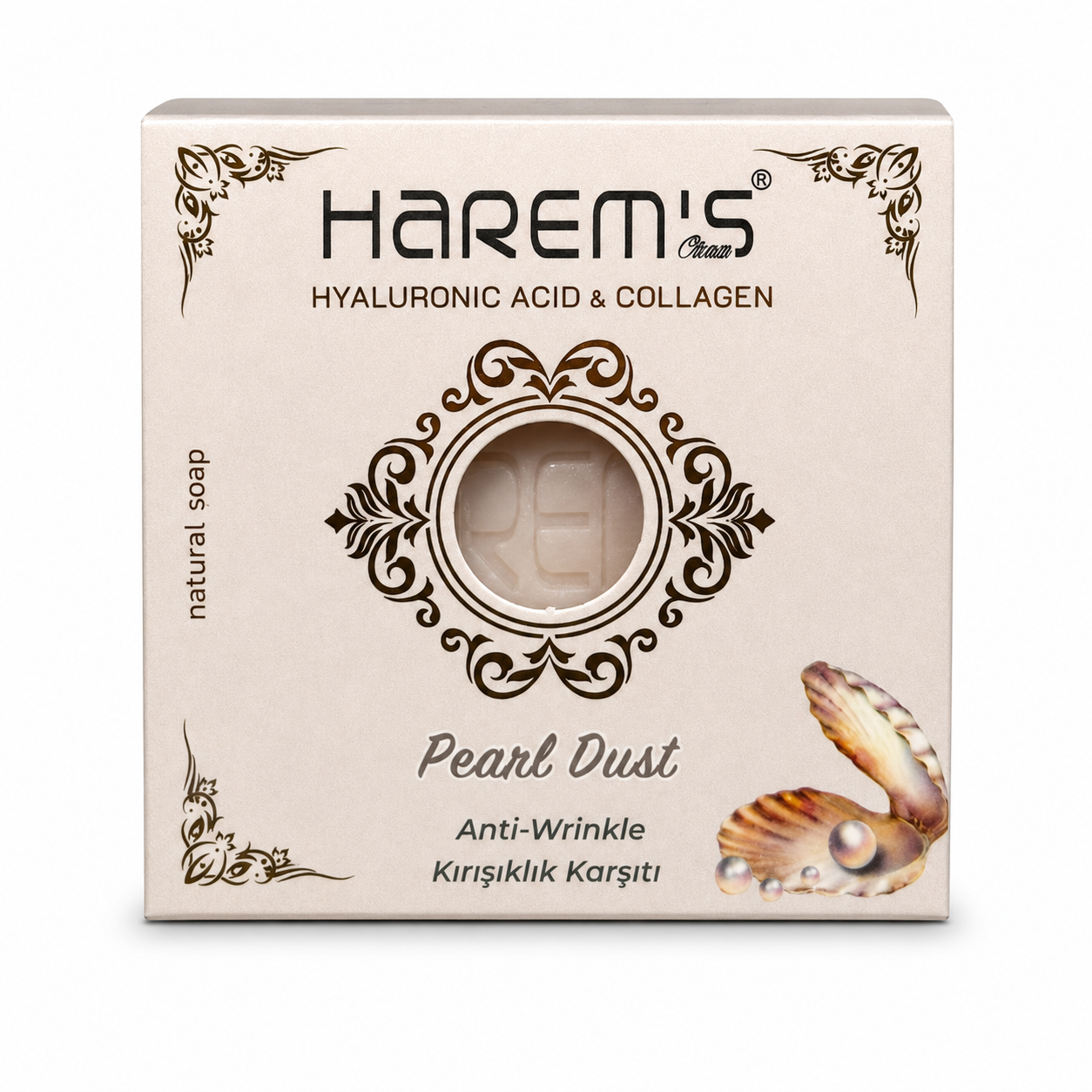 Săpun solid Harems cu pudră de perle, săpun natural din Turcia, 120 g pentru curățarea și catifelarea pielii