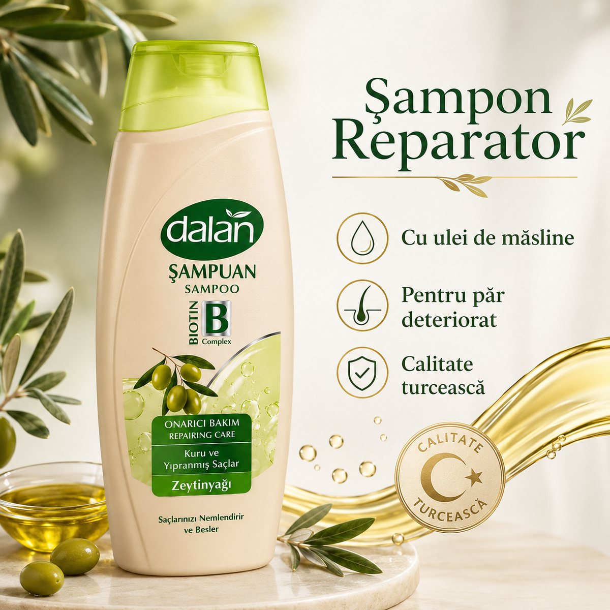 Șampon Dalan, reparator, destinat curățării și îngrijirii părului, 450 ml