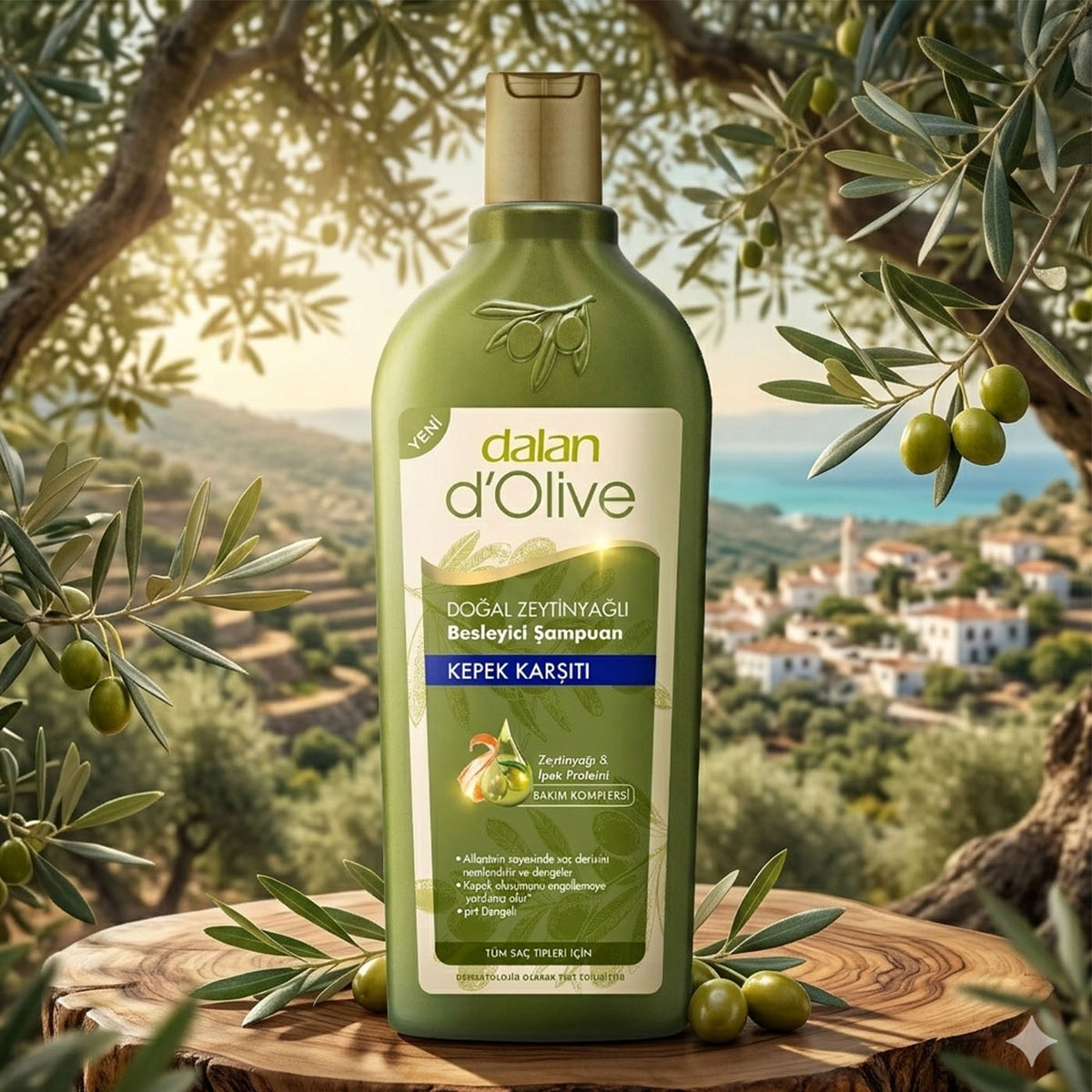 Șampon Dalan cu ulei de măsline, anti-mătreață, destinat curățării și îngrijirii părului, 400 ml