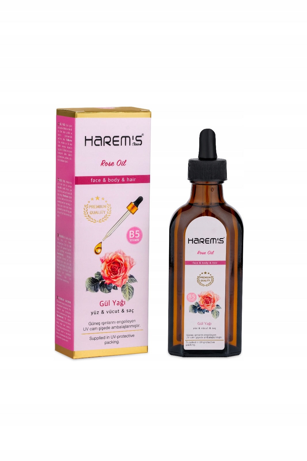 Ulei de îngrijire Harems cu extract de trandafir de Damasc, 100 ml, hidratare și calmare pentru piele și păr