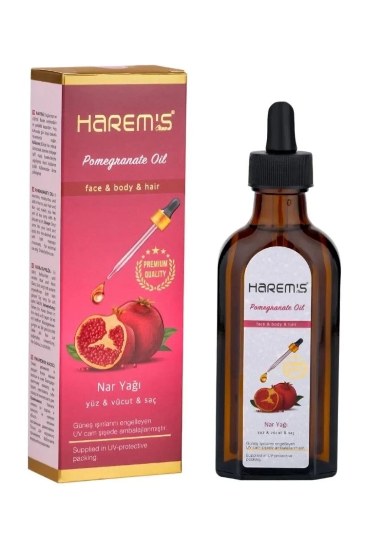 Ulei de îngrijire Harems cu rodie, 100 ml, pentru regenerarea și fermitatea pielii, produs din Turcia