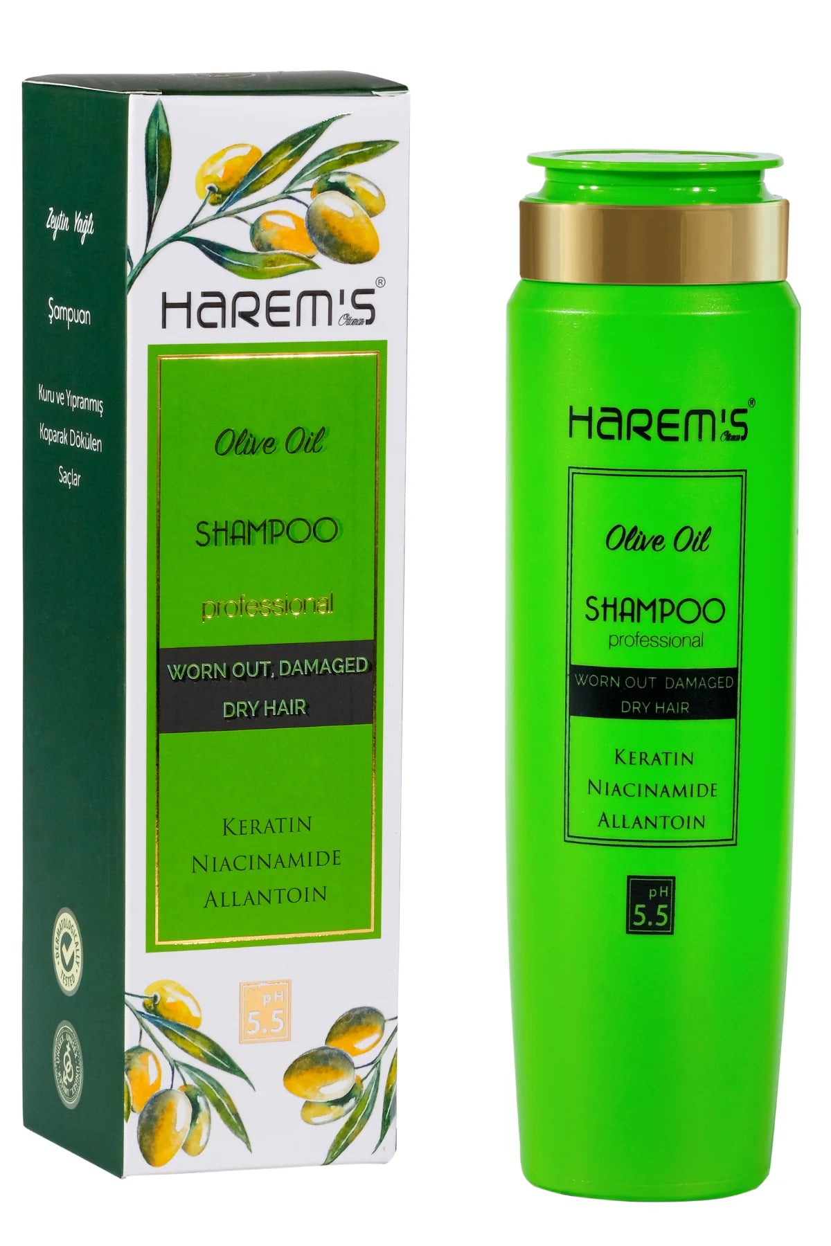 Șampon Harems cu ulei de măsline, destinat curățării și îngrijirii părului, 330 ml