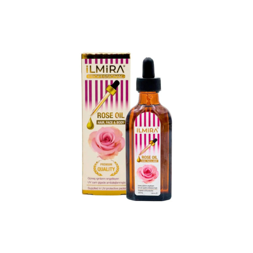 Ulei cosmetic de îngrijire a pielii Ilmira cu trandafir, flacon din sticlă, destinat îngrijirii pielii, 100 ml