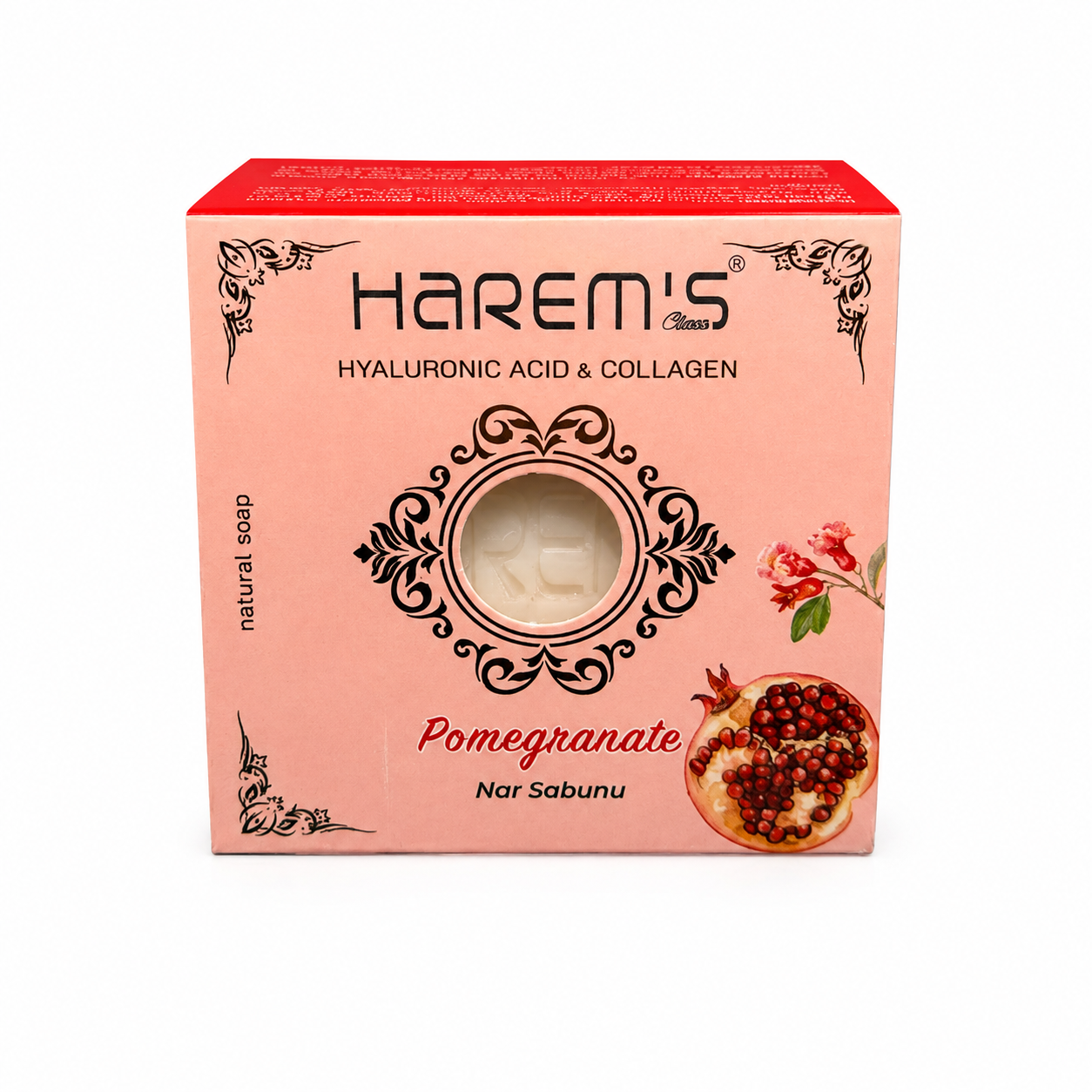 Săpun solid Harems cu rodie, 120 g, natural, cu extract de rodie, din Turcia pentru îngrijirea pielii