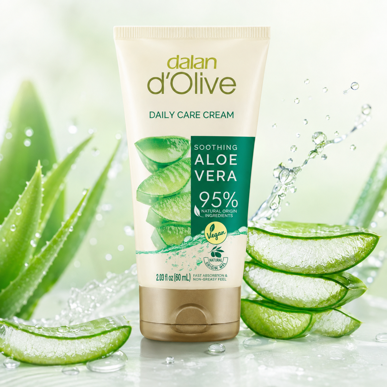 Cremă hidratantă Dalan cu aloe vera, tub, destinată îngrijirii pielii, 60 ml