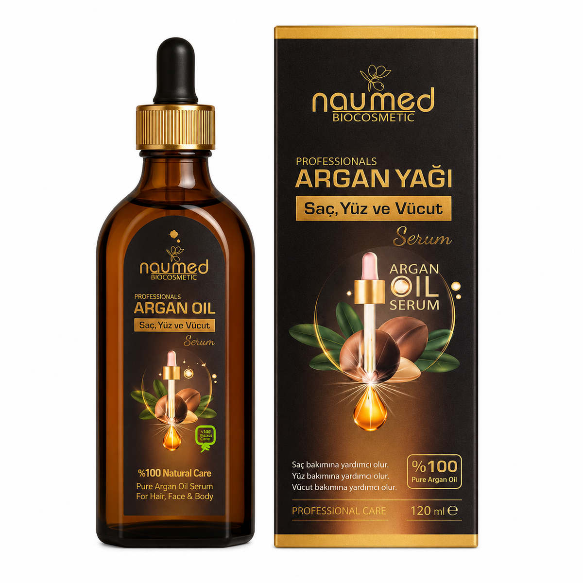 Ulei de îngrijire Naumed cu ulei de argan, destinat îngrijirii pielii, 100 ml