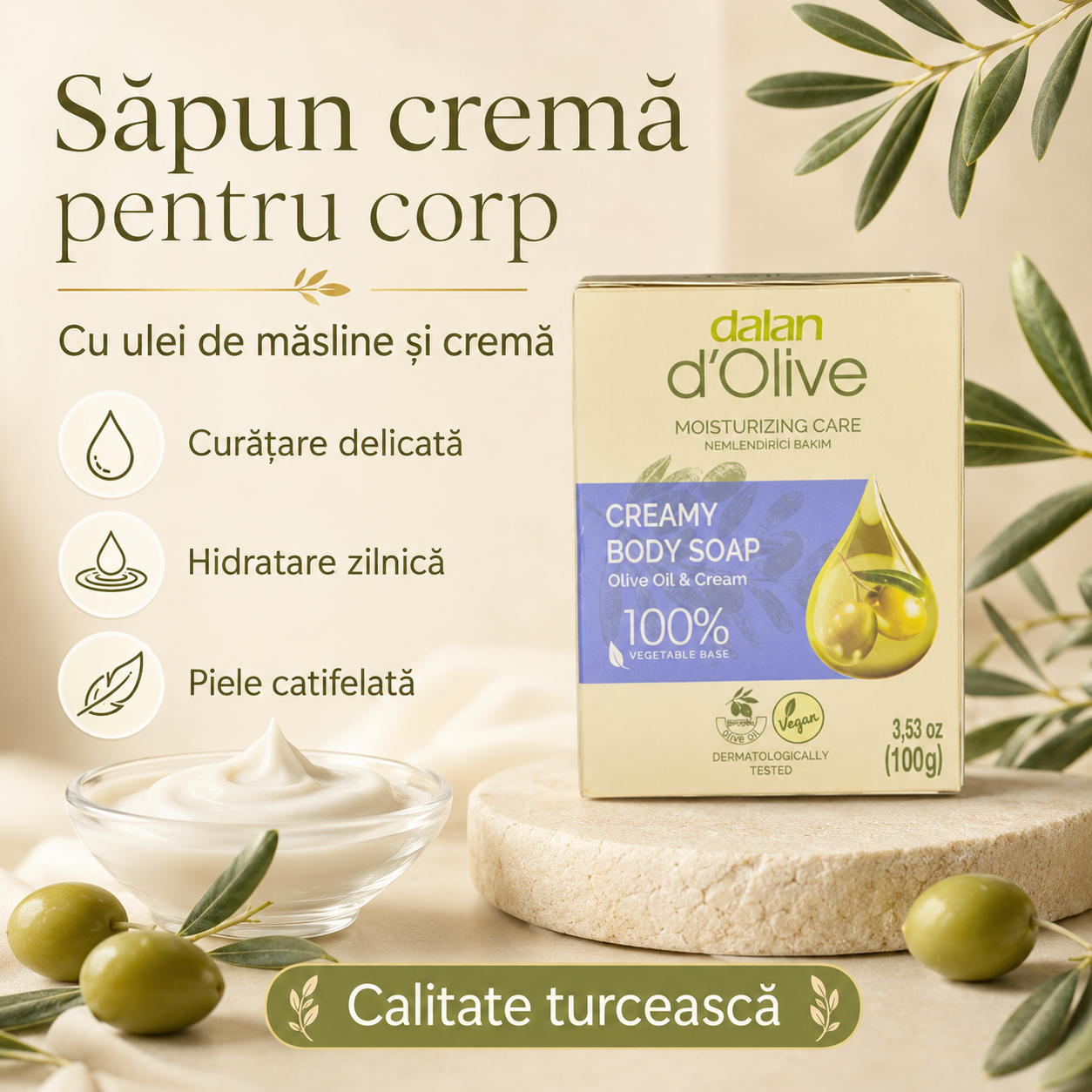 Săpun hidratant Dalan, destinat curățării pielii, 100 g