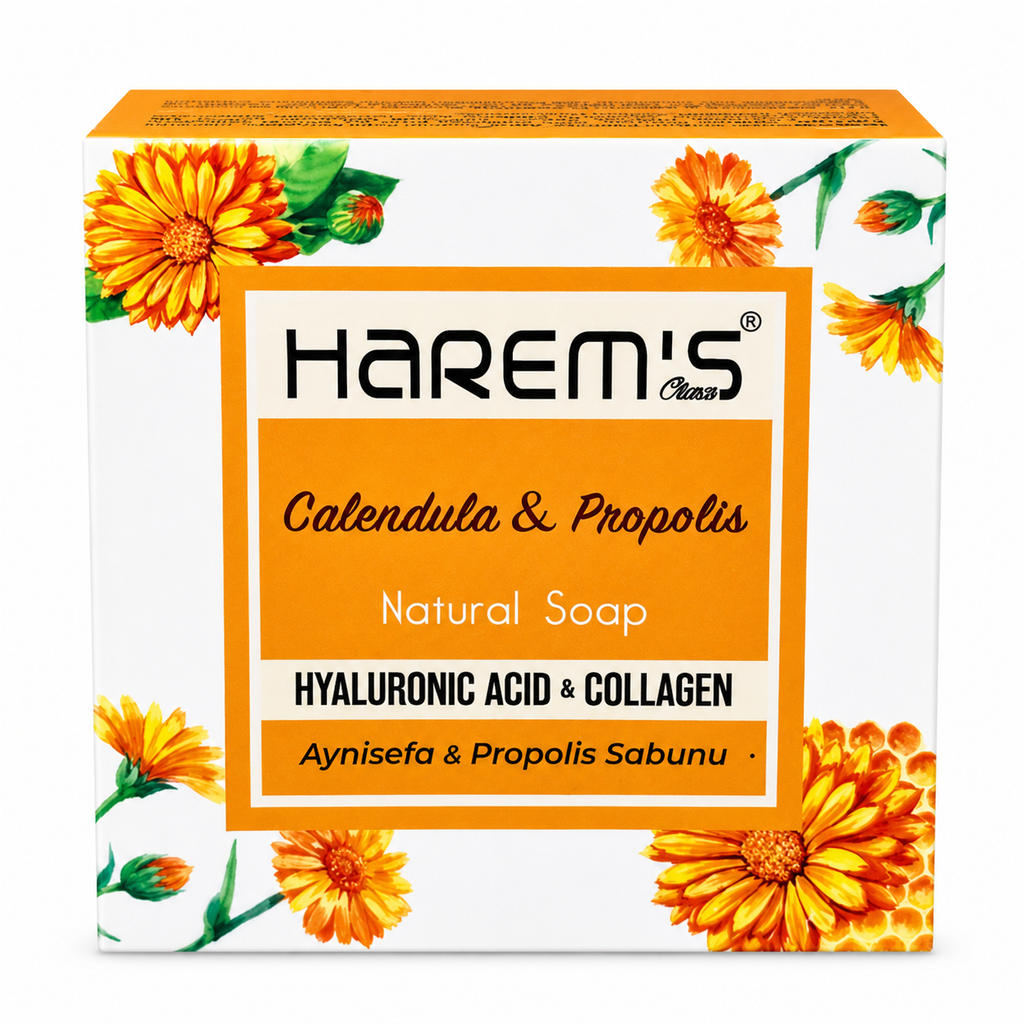 Săpun solid Harems cu gălbenele și propolis 120g pentru piele sensibilă, produs natural din Turcia