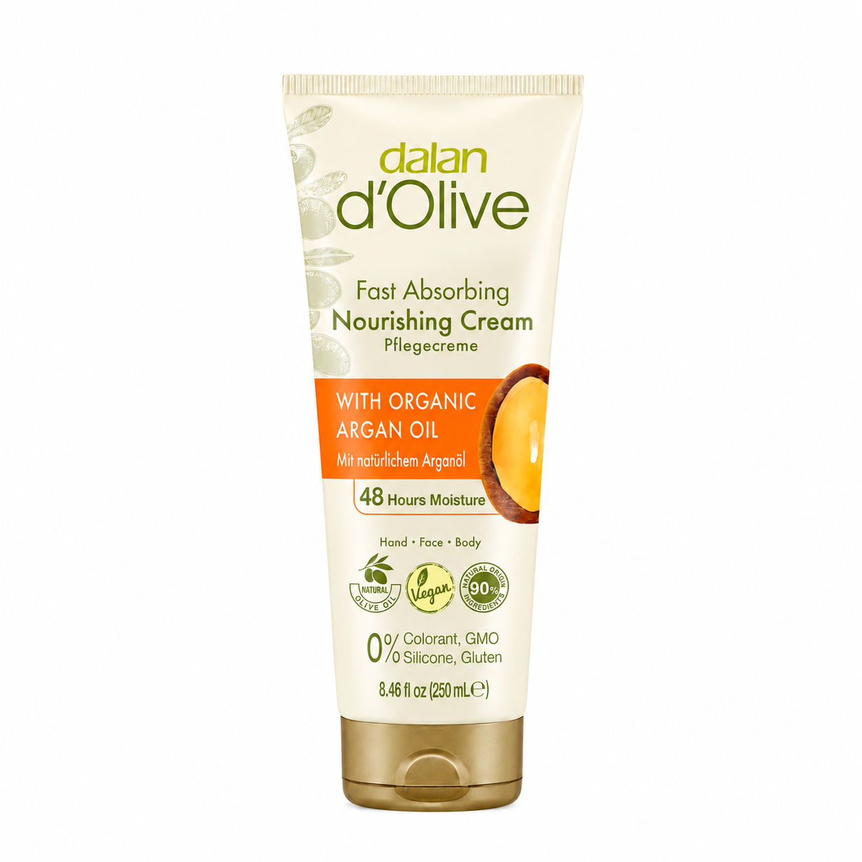Cremă hidratantă Dalan cu ulei de argan, tub, destinată îngrijirii pielii, 250 ml