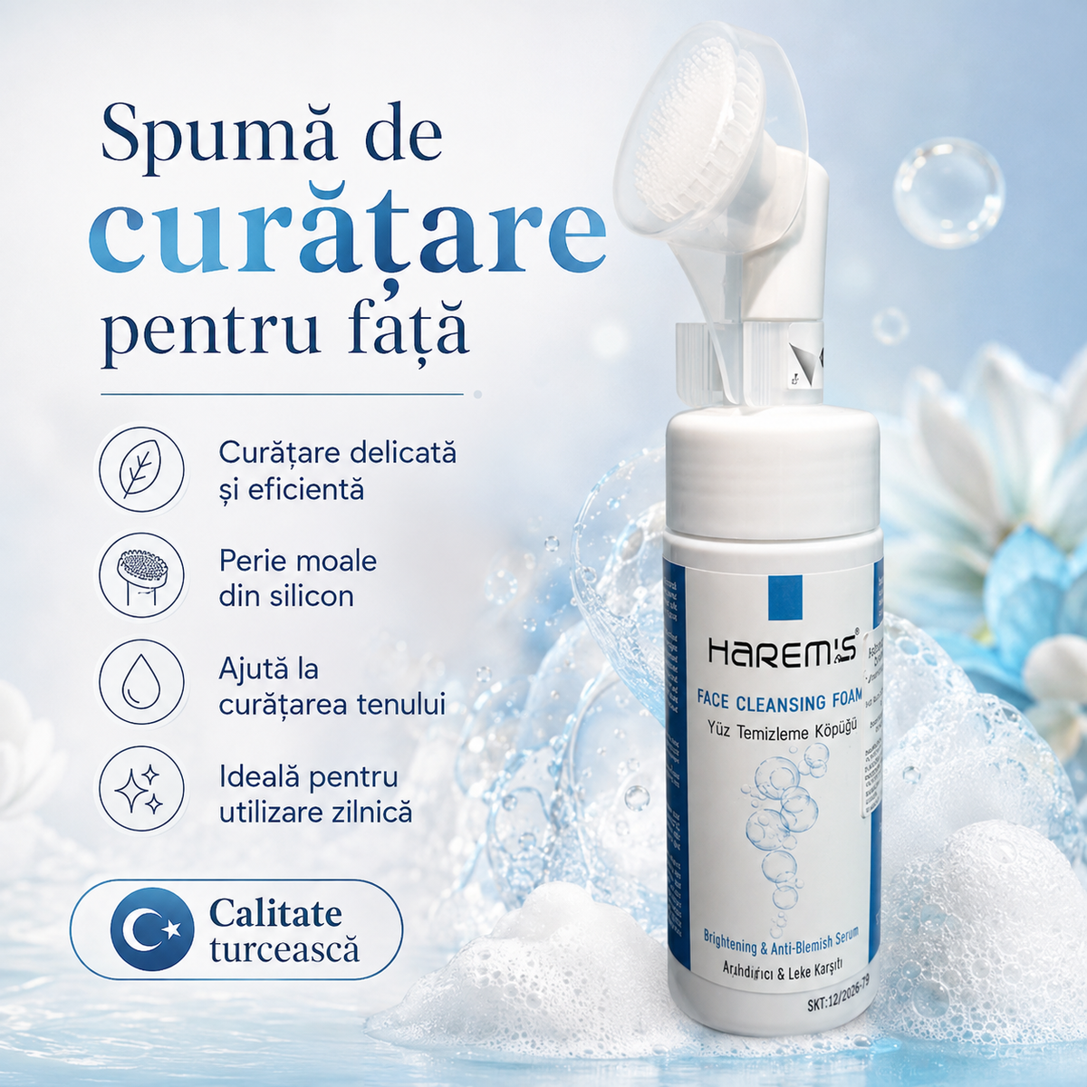 Spumă de curățare facială Harems revitalizantă cu extracte de citrice 150 ml