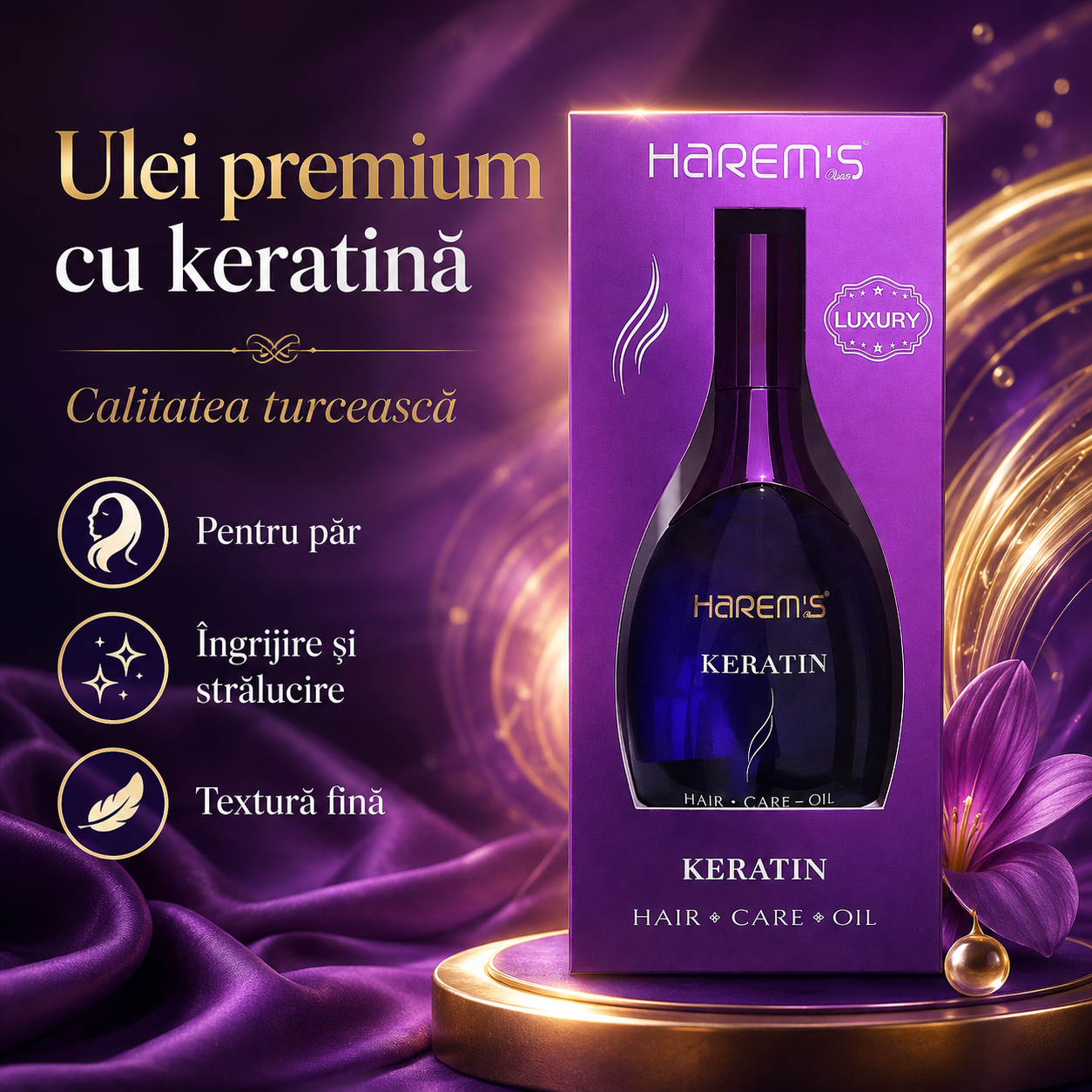 Ulei de îngrijire Harems cu keratină pentru păr și piele 130 ml