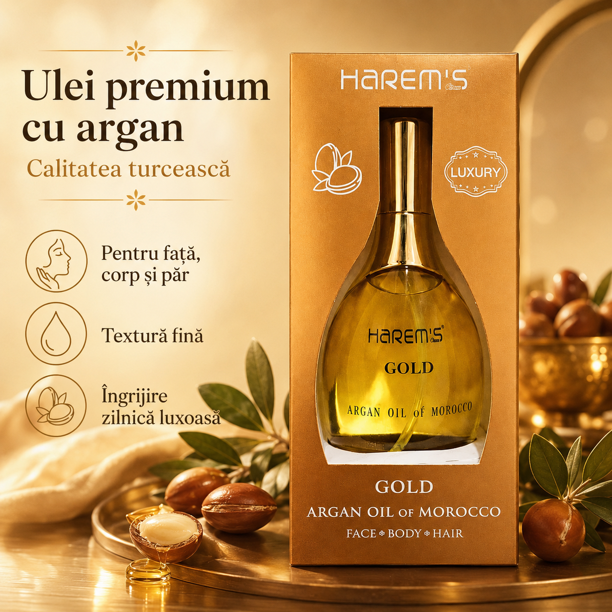 Ulei de îngrijire Harems cu ulei de argan pentru piele și păr 130 ml